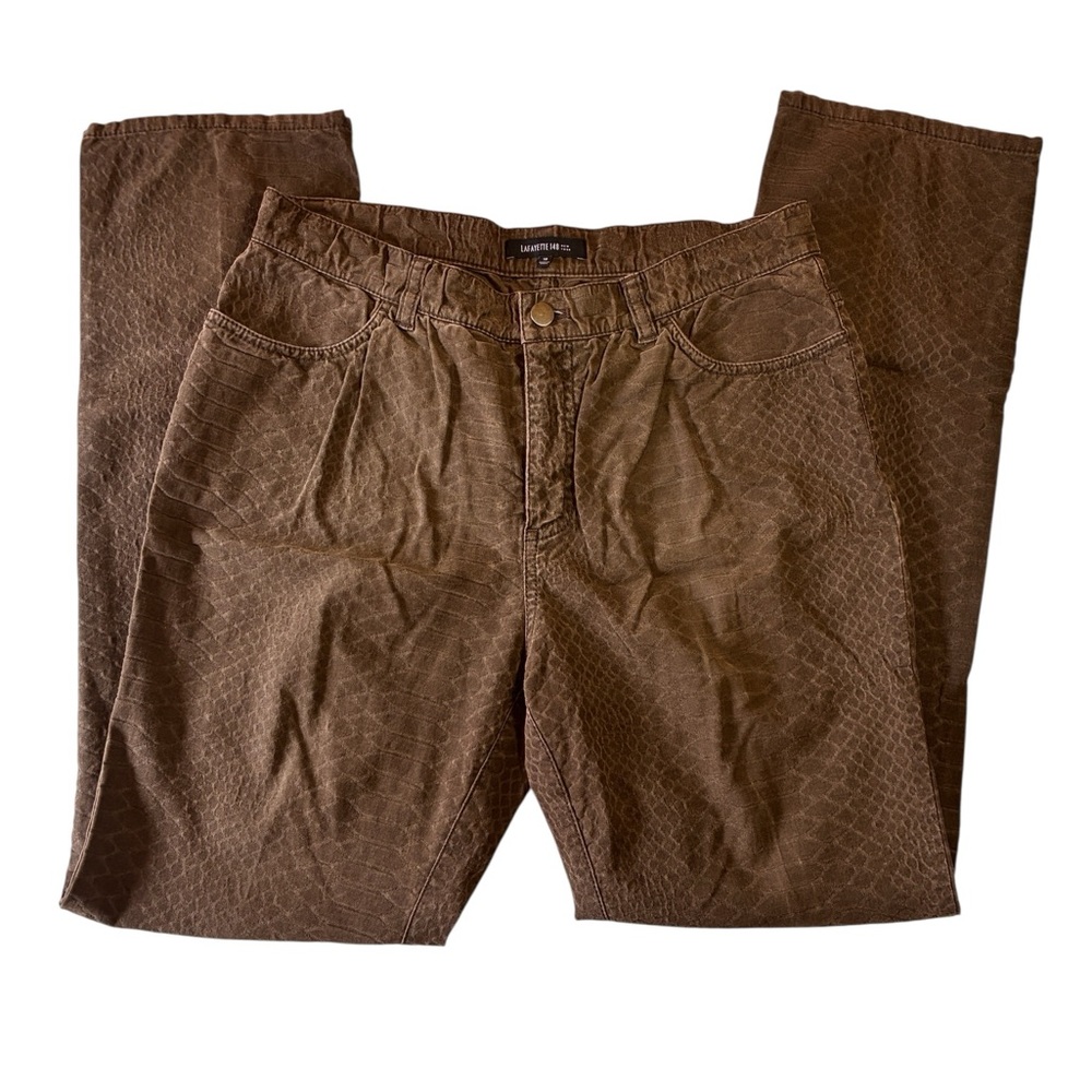 Lafayette 148 Snake Print Jacquard Slim Fit Jeans, Womens Size 10, Olive Stretch - Picture 3 of 6